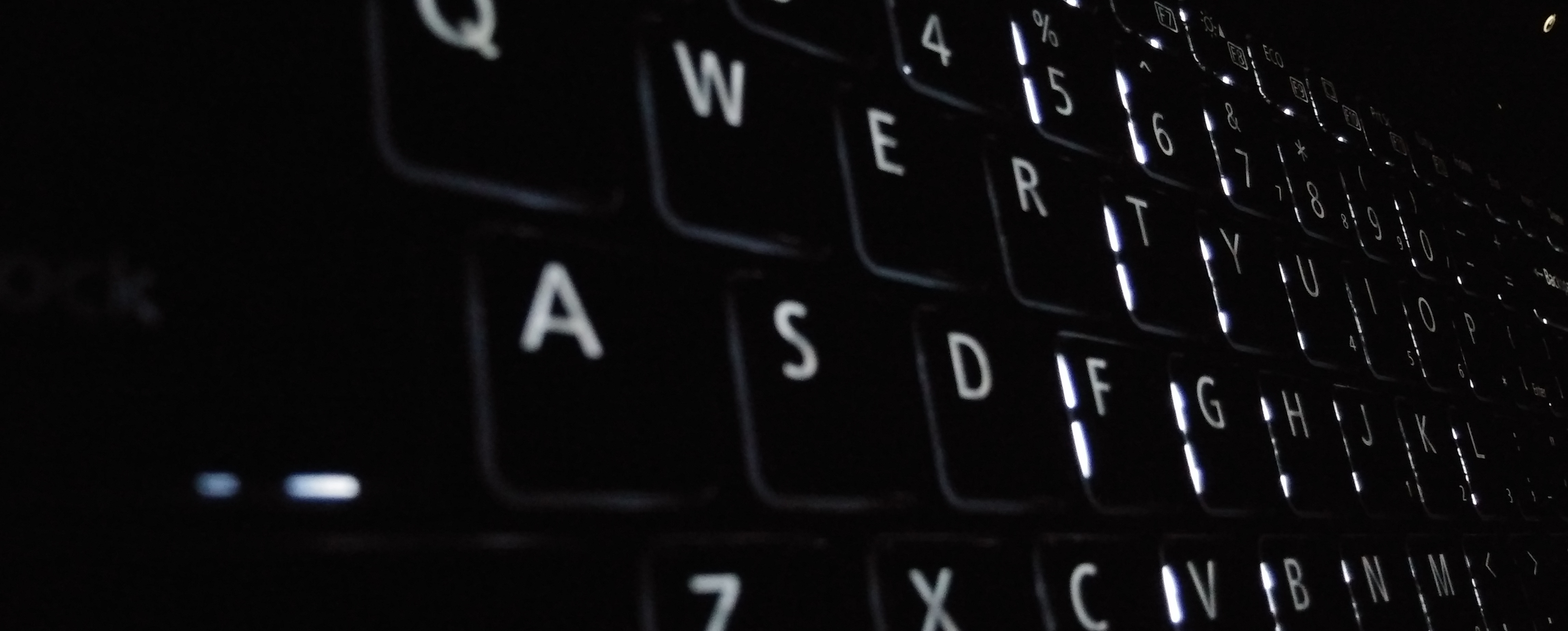 Black and white glowing keyboard